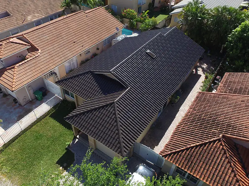 Designer Charcoal Barrel Tile Estate Re-Roof